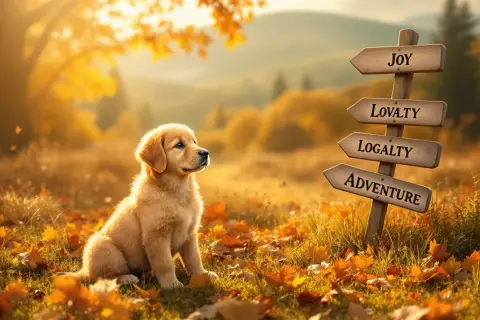 Szczeniak golden retriever, symbol radości i lojalności, czeka na przygodę. Cena takiego przyjaciela jest nieoceniona.