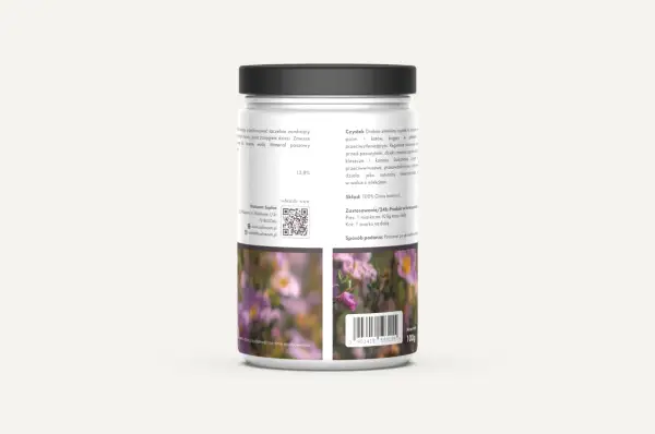 Opakowanie czystka, naturalnego środka na kleszcze dla psów i kotów. Drobno zmielony produkt w proszku.